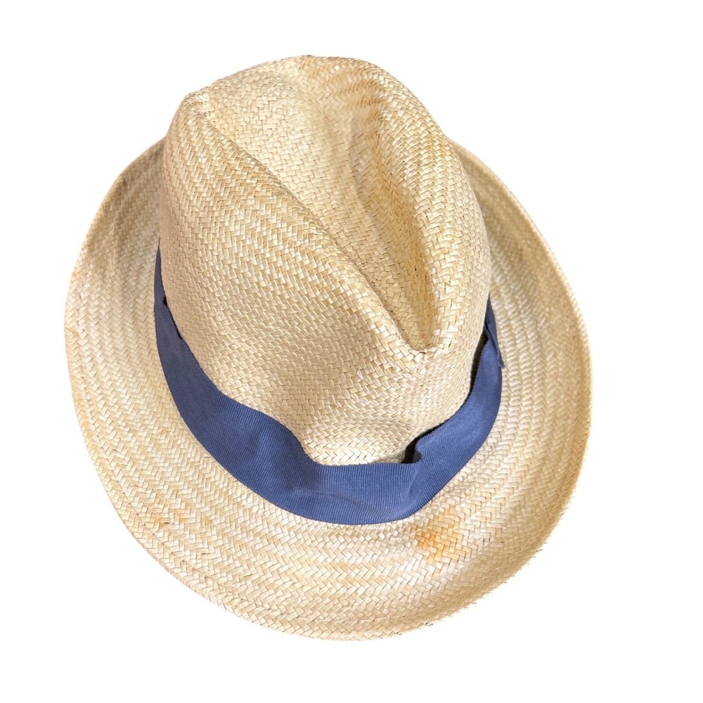Brooklyn‎ Hat Co.Straw Fedora Hat Blue Ribbon Medium Toyo Summer Beach